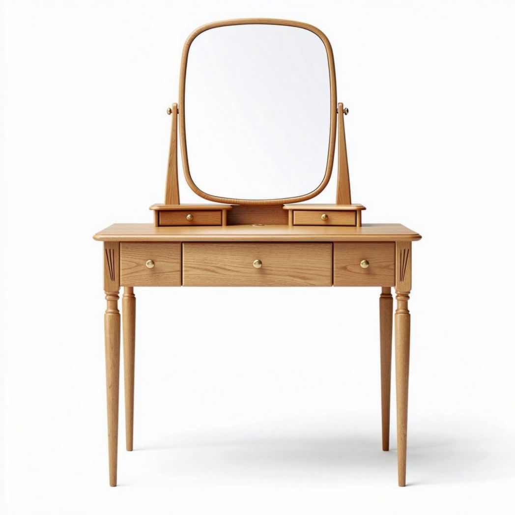 Wooden vanity table with mirror and storage drawers 120 x 45 x 75cm