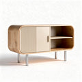 Wooden sideboard with sliding door and metal legs 100 x 40 x 70cm