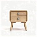 wooden nightstand with two drawers in natural finish 40 x 40 x 50cm