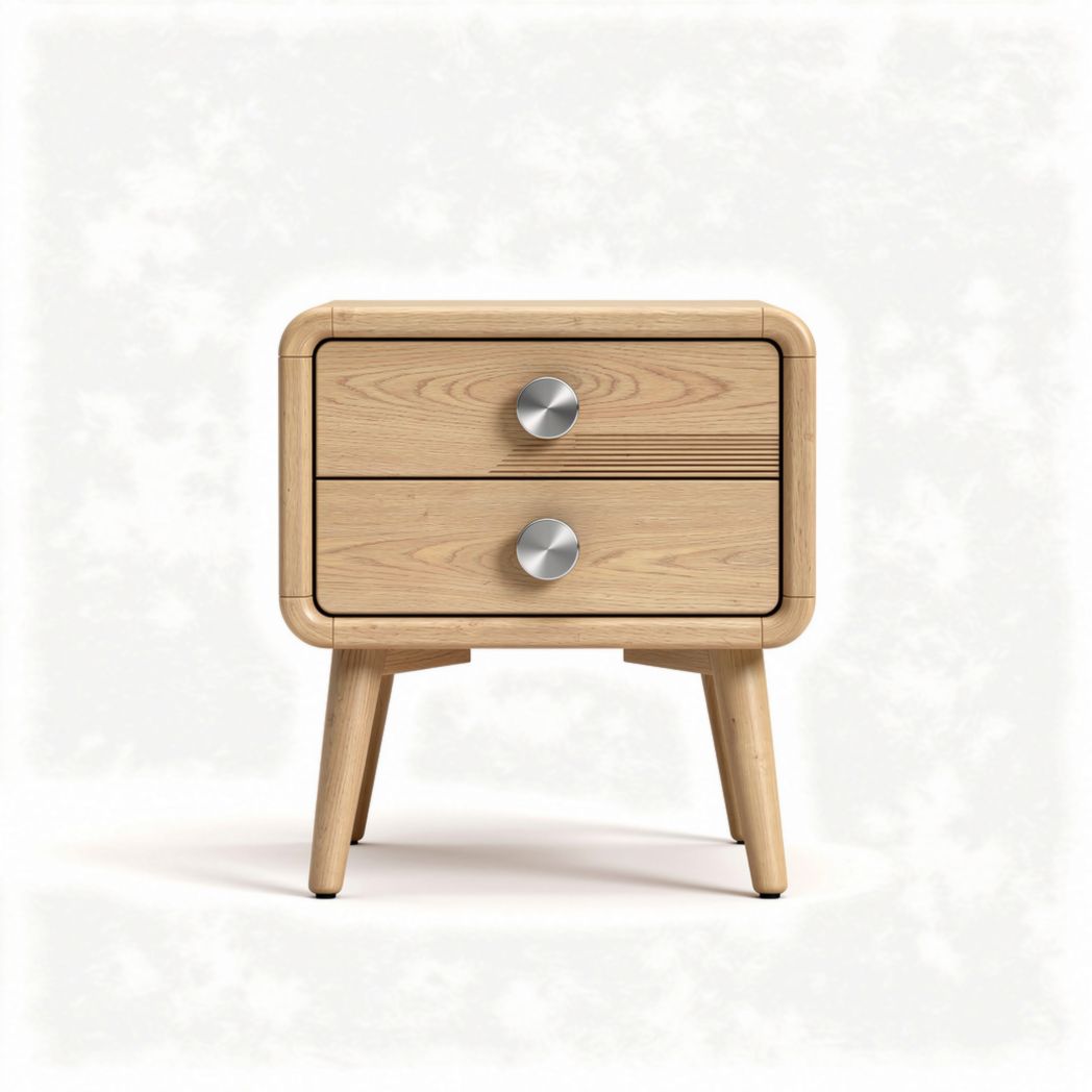 wooden nightstand with two drawers in natural finish 40 x 40 x 50cm