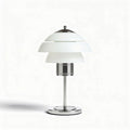 Table lamp with layered white glass shade and chrome base 15 x 15 x 30cm