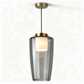 Glass pendant light fixture with brass finish for home dining room 25 x 25 x 40cm