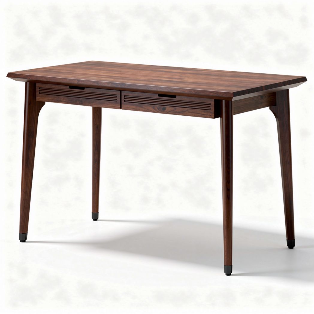 Wooden writing desk with two drawers in walnut finish 120 x 60 x 75cm