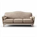Fabric sofa with curved back and wooden legs in beige 190 x 80 x 85cm