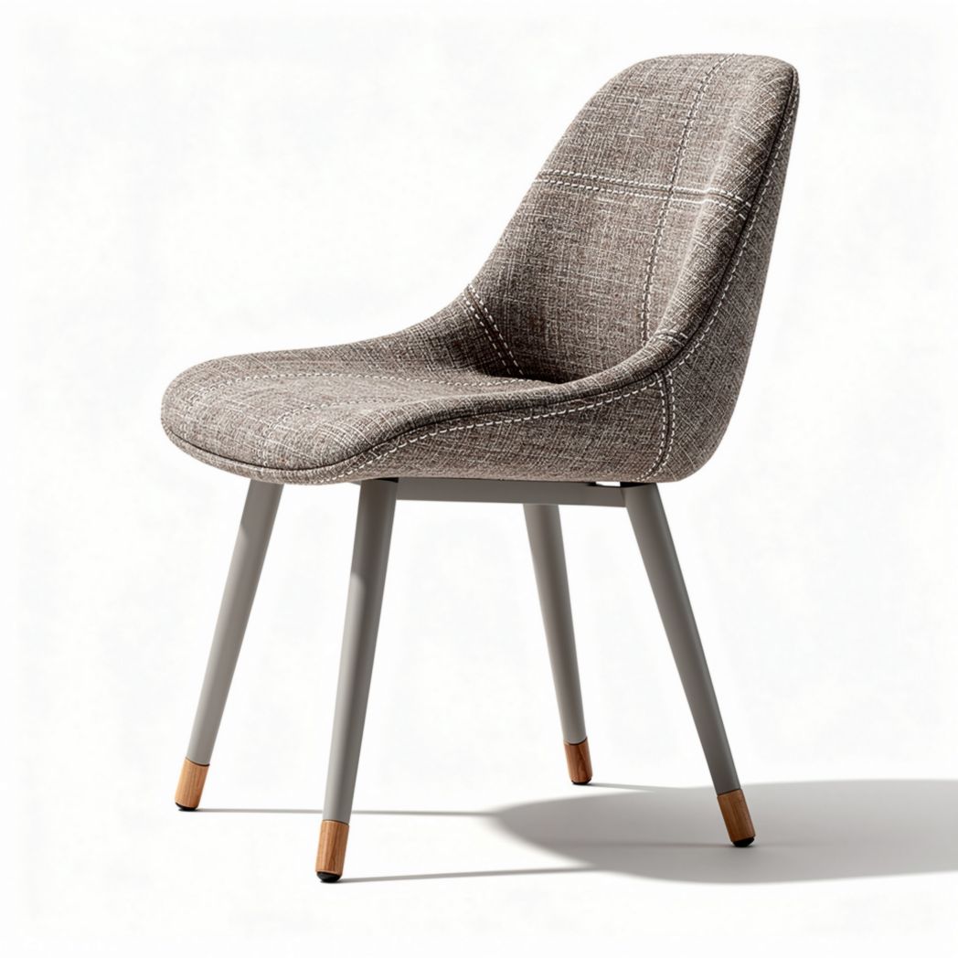 Fabric dining chair with gray legs and brown upholstery 45 x 50 x 85cm